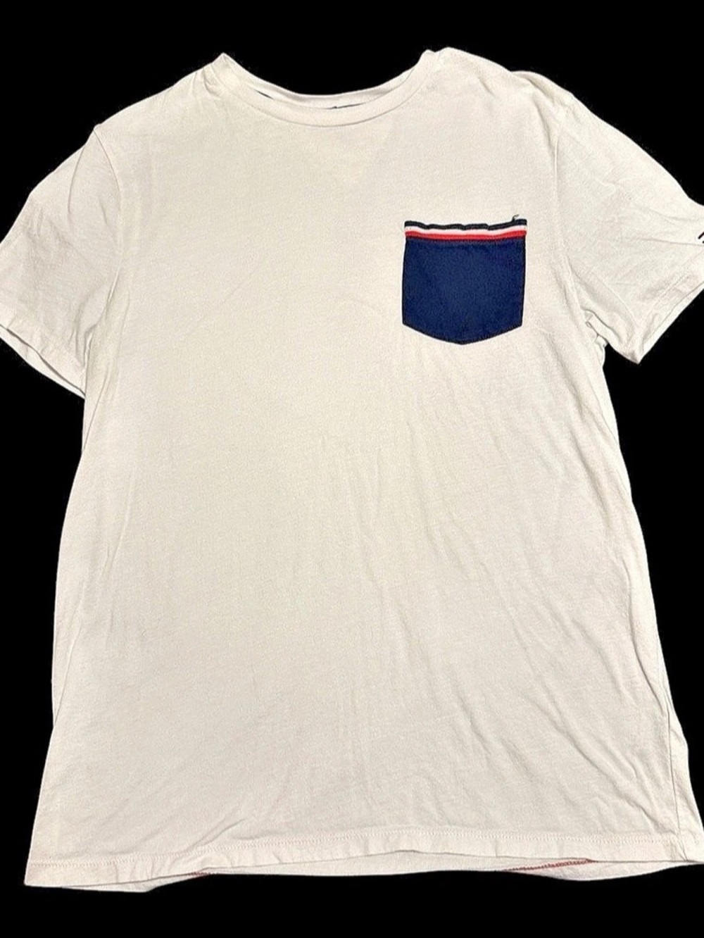 Tommy Hilfiger Global Stripe Pocket Pique Jersey T-Shirt White & Blue